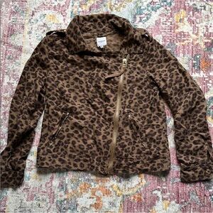 Kensie Jeans Leopard Print Moto Jacket Women’s Medium